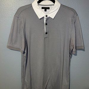 Grey micro print polo, Luxury stretch fit